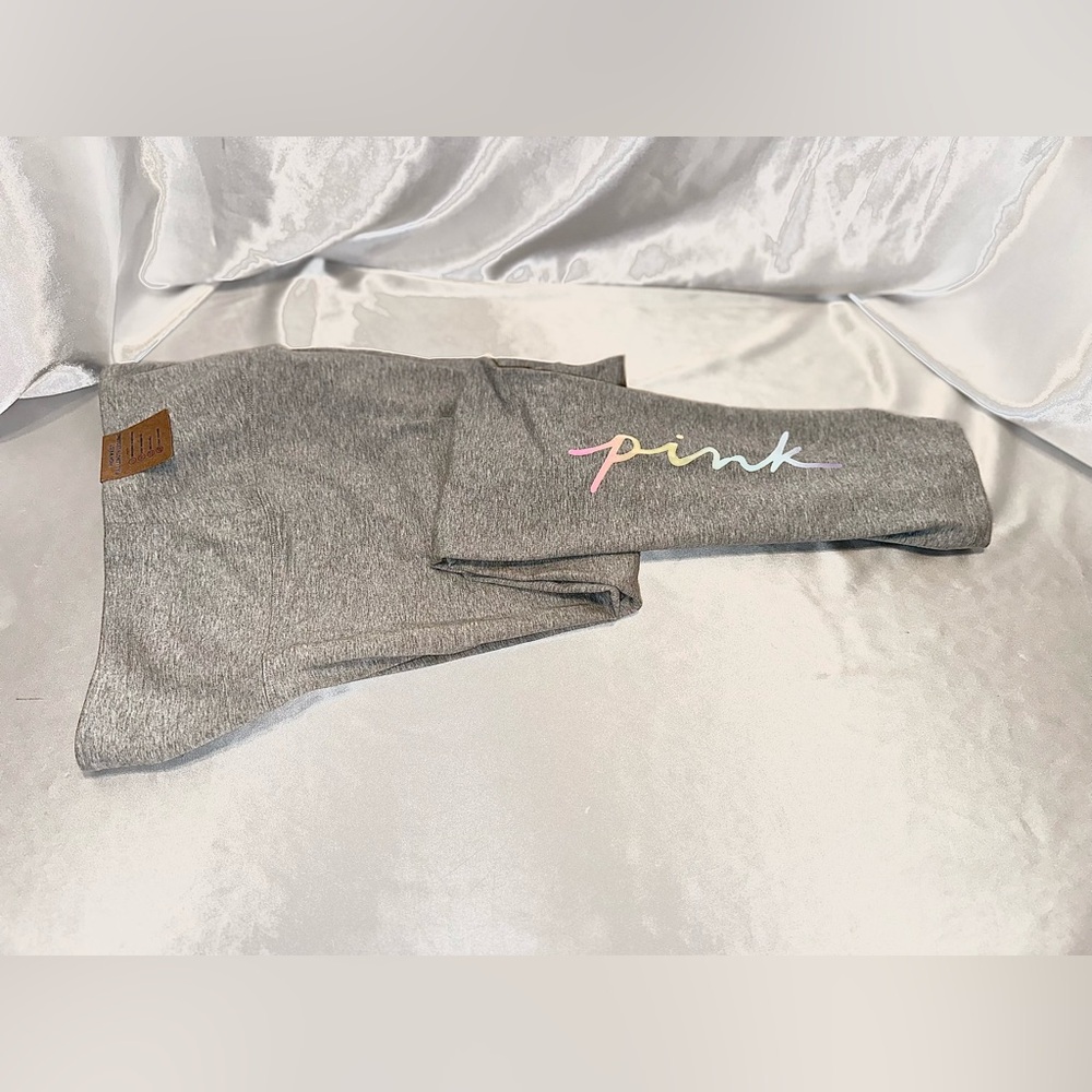 Victorias Secret Pink High Waist Legging Full Length Grey Script Pastel Logo XL